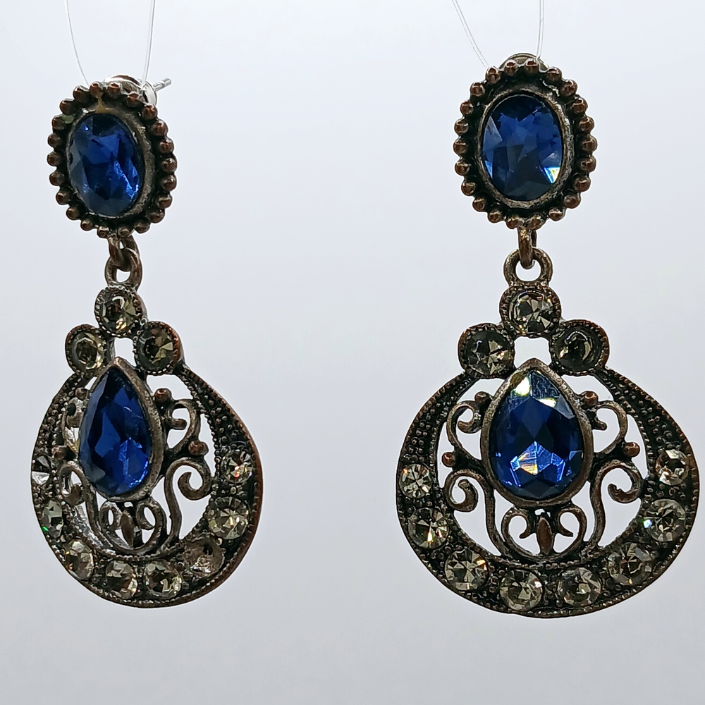 Elegant Blue and Silver Dangle Earrings